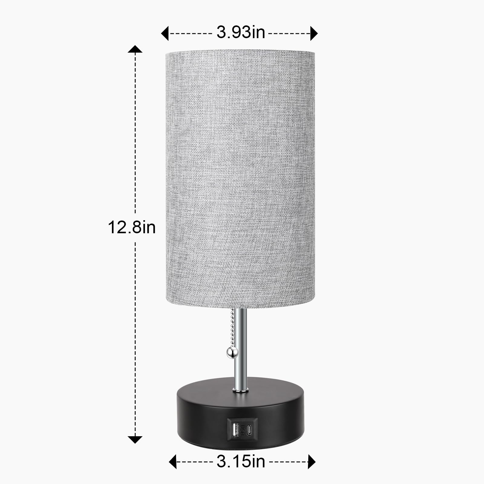 3-Color Temperature Bedside Lamp Nightstand Lamp with USB A Port